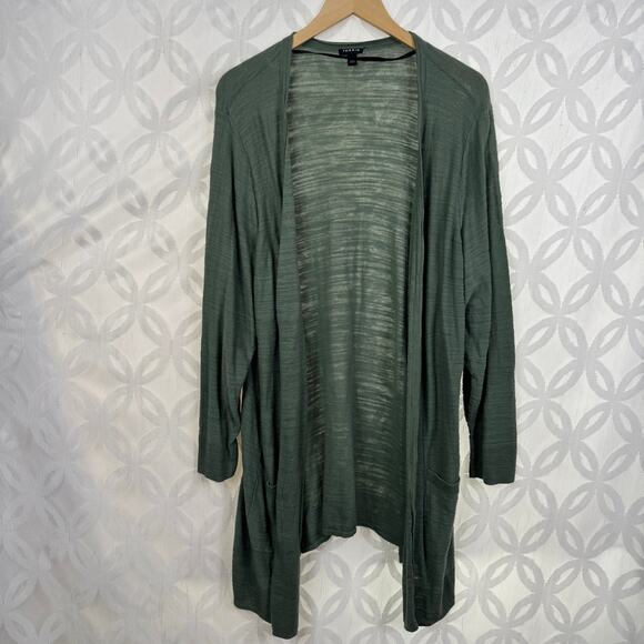 Torrid Cardigan Long Sleeve Button Up Mid Length Green Knit Pockets Size 4 - Picture 10 of 10